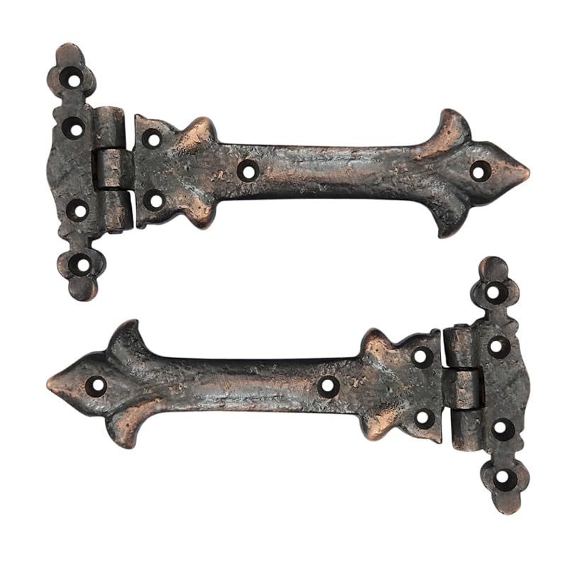 Image of Adonai Hardware Adonijah Antique Cast Iron Strap T Hinge (6 inch X 2 Pack, Oil Rubbed Bronze) for Barn Doors, Gates, Kitchen Cabinets, Sheds, Wooden Box, Furniture, Cedar Chest and Trunks
