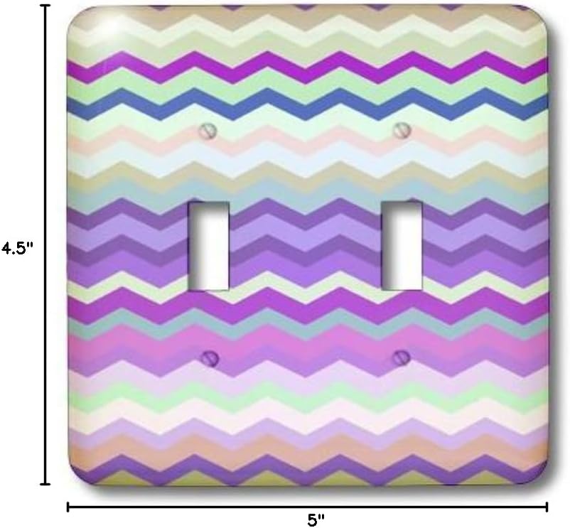3dRose LLC lsp_56653_2 Purple Green and Beige Colorful Zig Zag Chevron Pattern inspired By Knitted Sweater Patterns, Double Toggle Switch