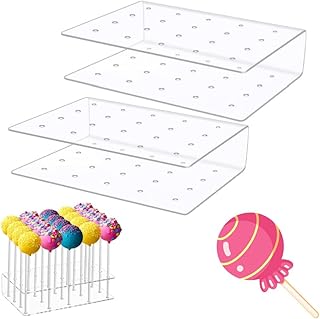 2 Pcs Cake Pop Holder,20Holes Clear Cake Pop Stands Dessert Table Display Set, for Wedding Baby Shower Birthday PartyPract...