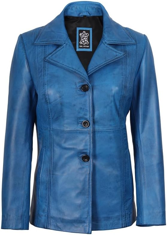 Decrum Leather Blazers for Women - Stylish Blazer Style Casual Real Lambskin Leather Jacket Women - Image 2