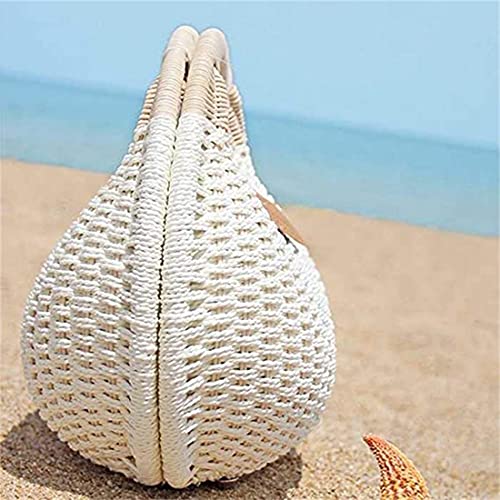 Bolso de paja tejido a mano para mujer miniatura 3