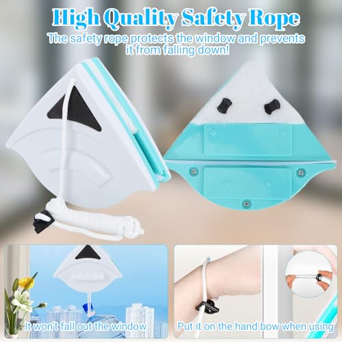 GAESHOW Magnet Fensterputzer, Doppelseitiger Magnetischer Glasreiniger Verstellbar, Double Side Magnetic Window Cleaner, Zwischen 5-12 mm, Glaswischer Fenster für Innen und Außenbereich