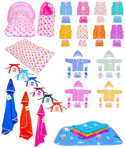 Image of Toddylon New Born Baby Essentials Kit 56 Combo Set (0-6 Months) | Newborn Hospital Bag Kit | Baby Combo Set for New Born | Infant Dress & Accessories Set | Ideal Gift for New Parents (Pink)