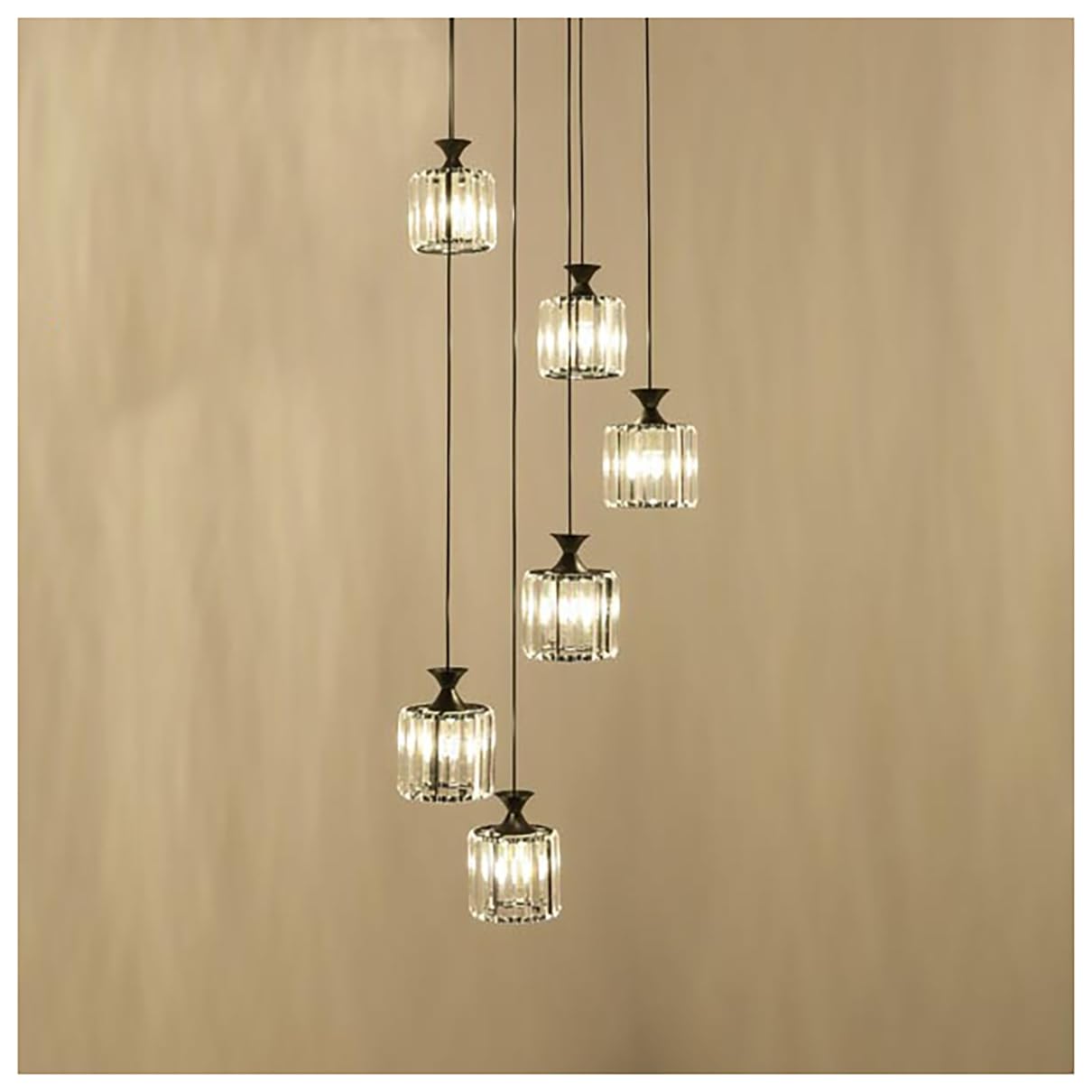Lustre en cristal E27 à 6 lumières avec hauteur réglable pour salon