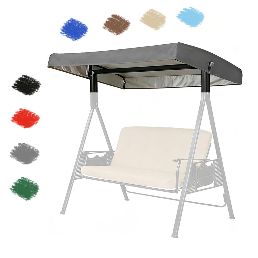 BEWEGNLNHK 75x47in Replacement Canopy Top Cover For Patio Swing, 2/3 Seater Porch Swing Canopy Replacement Top, Waterproof Garden Swing Seat Canopy Cover(Grey)