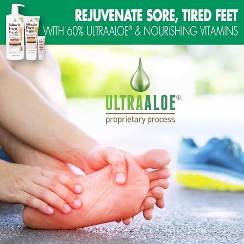 Miracle Foot Repair Cream (8 oz & 1 oz) Repairs Dry Cracked Heels and Feet, 60% Pure UltraAloe Moisturizes, Softens, and Repairs - Image 3