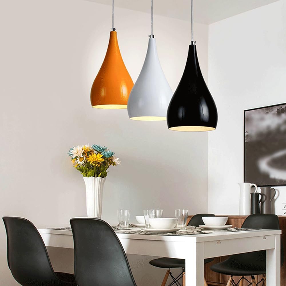 THKSGIV Modern Industrial Style Chandeliers E27 Screw Single Head Pendant Light Personalized Metal Hanging Lamp Lampshade Bedroom Restaurant(Dark,26cm)