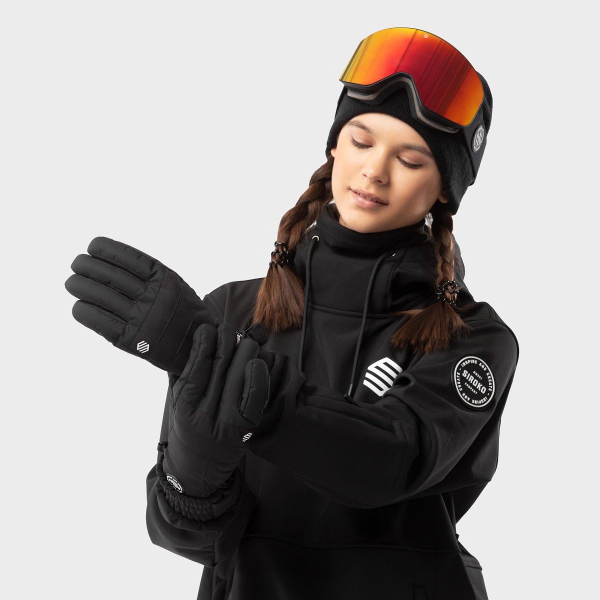 SIROKO Guantes térmicos esquí esquí y Nieve Voss Black Negro