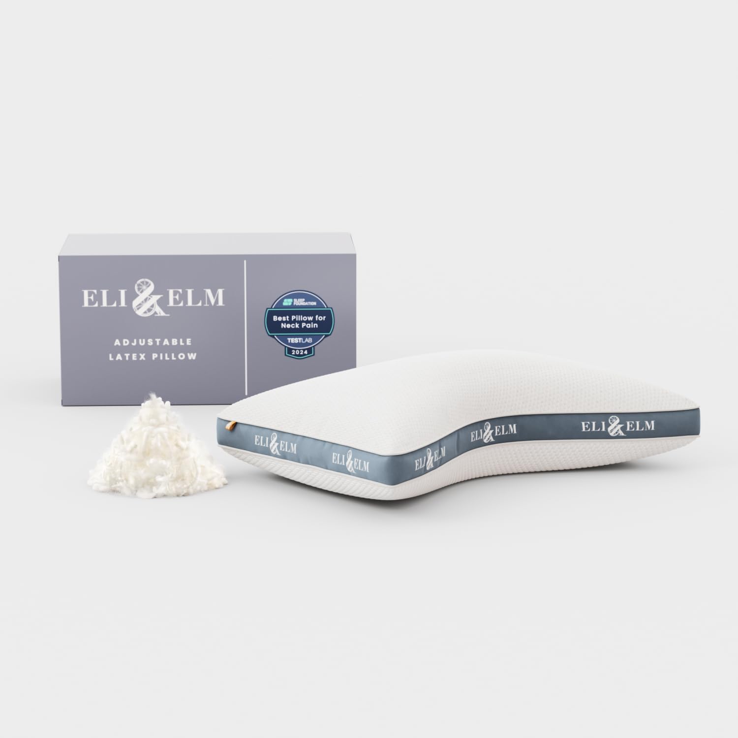 Eli & Elm | Best Ergonomic Side Sleeper Pillow for Neck Pain. Supportive Cooling Latex Fill with Luxury Breathable Cover. U-Shape Contoured Design. Queen Size Bed Pillow - 17" X 29" White