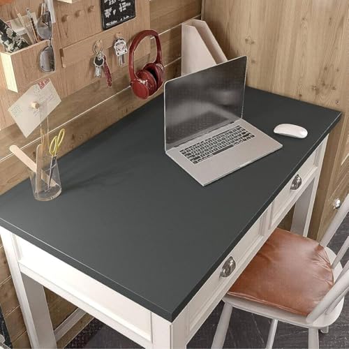 Image of WALLMATE Grey Wallpaper Matte Solid Gray Contact Paper Texture Self-Adhesive Peel and Stick Thick Removable Wallpaper for Bedroom Cabinets Livingroom (24 x 150 inch, Dark Grey Matte)