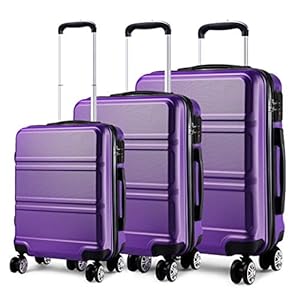 Kono Set de 2 Valises de Voyage Rigide Bagage Cabine à Main 55cm Légere à 4 roulettes avec Serrure TSA + Portable Vanity Case