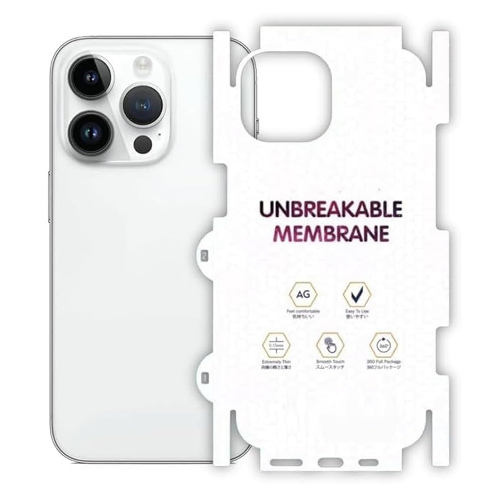Image of DD SON Matte Finish Full Body Cover Back Protector Compatible with iPhone 13 Pro max | Unbreakable Membrane Scratch Guard Full Fit Protective, Case Friendly, (Back & Side) (Pack of 1)