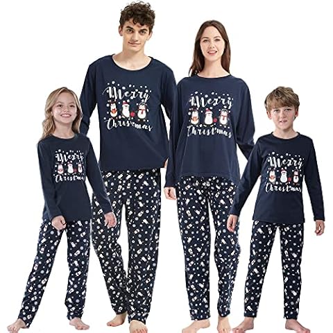 Vozanet Famliy Matching Pajama Sets With Penguin Cute Cartoon Christmas Sleepwear Lovely Jammies for Whole Family Xmas Clothes, Penguin-Mom, Medium Cover