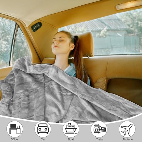 Wapasezyar Reisedecke, 127x152 cm Weiche Flugzeugdecke, Reisedecke Ultraleicht Warm, Verwandlungskissen, Kompaktes Kissen, Flugzeugdecke für Urlaub, Büro, Zuhause und Geschäftsreisen (Grau)