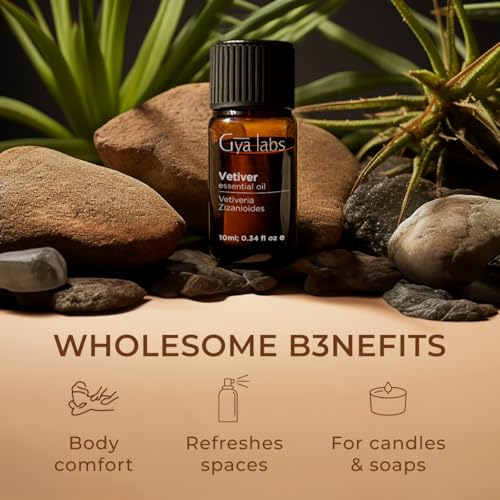 Image of 100% Pure Vetiver Essential Oil - 0.34 Fl Oz - Vetiver Oil for Hair, Skin, Diffuser, Aromatherapy & DIY Candle Making Scent