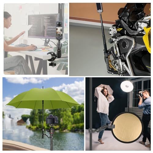 Image of Super Clamp Dualheads Crab Clamp, Action Camera Mount Crab Plier Clip Bracket Magic Arm 360 Rotation Double Ball Head Umbrella Mount for Motorcycle /Cross Bars /Photography Light Stand /Photo Boom Stand