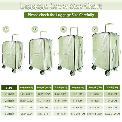 Thicken Clear Luggage Cover Protector, 30" PVC Luggage Covers for Suitcase Waterproof Dustproof Anti-scratch Travel Suitcase Covers Case for Wheeled Luggage3