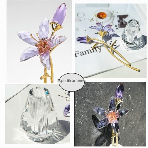 Flores artificiales lirio de tigre cristal morado Longwin decorativas 4