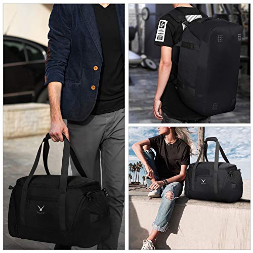 Hynes Eagle 50L Duffel Backpack 4 Way Travel Backpack Sports Duffel Bag, Black