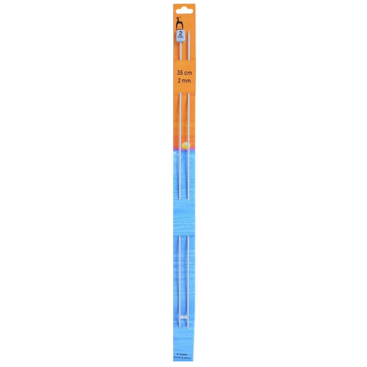 Crafty Capers Pony Metal Knitting Pins/ Knitting Needles 35Cm Long - 2Mm