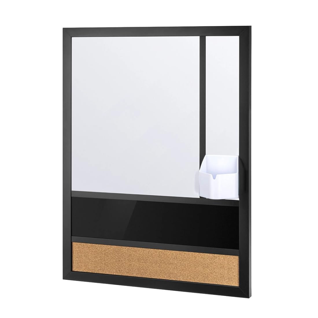 Spacetronik 3 in 1 Kombitafel Magnettafel Pinnwand Whiteboard 45x60 cm | Wandorganizer im Hochformat, Whiteboard Magnetisch, Kork Pinnwand, Integrierter Stiftehalter