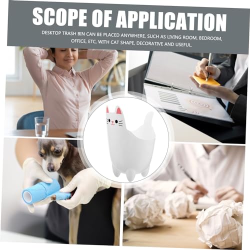 Image of ULTECHNOVO Cute Cat-Shaped Trash Can for Desk Portable Desktop Garbage Bin Lightweight Wastebasket for Home Office and Bedroom for Small Items and Waste