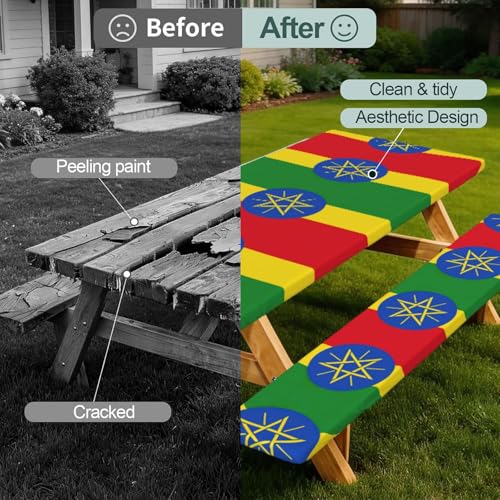 Mantel de mesa con estampado de Etiopía para camping y banquetas de campo 3