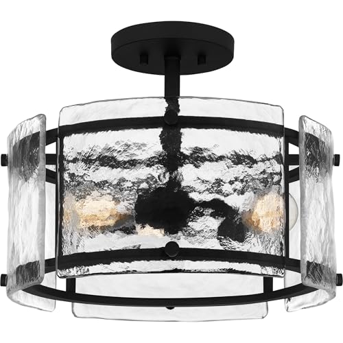 Quoizel Fortress 3-Light Earth Black Semi-Flush Mount Ceiling Light –
