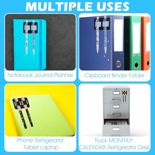 Image of Tyqour 6Pcs Pen Loop Holder for Notebook, Self Adhesive Double Journal Pen Holder Clip, Elastic Leather Design Pencil Loop for Notebooks Clipboard Journal Calendar Planner Stylus Pens Accessories