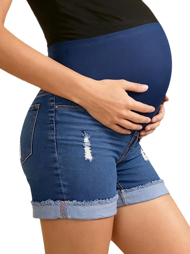 ORANDESIGNE Jeans Shorts Damen Umstandsjeans Sommer Kurze Umstandshose Umstandsmode