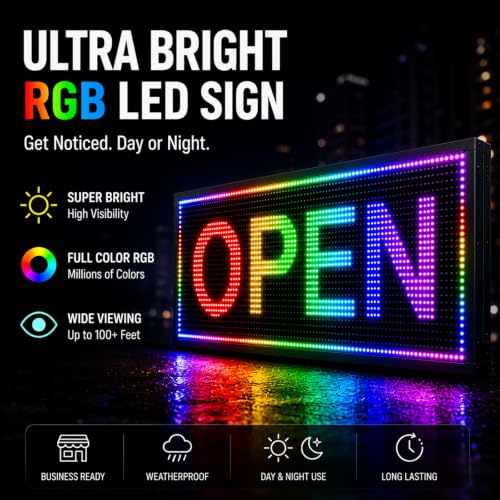 Image of 39 inchX14 inch Led Sign,Programmable Scrolling Outdoor Digital Business Custom Display Waterproof Ip65