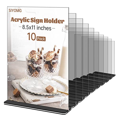 10 Stück Acryl-Schilderhalter 8,5 x 11 transparente Acryl-Tischschilder Ständer, doppelseitiger Flyerhalter Kunststoff für Bild Papier Karte Zuhause Büro Einzelhandel Show Messe Cover