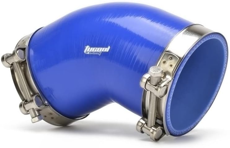 Universal 4-Ply High Performance 45 Degree Elbow Coupler Silicone Hose Turbo Intercooler Intake Piping Length 102mm Thickness 5mm with T-Bolt Clamps (Blue, 102mm (4"))