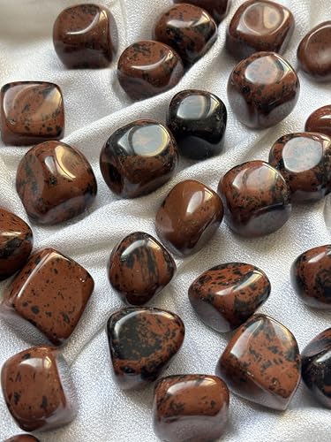 Image of Tumbled Stones, Natural Crystal Healing Stones, Home Office Decor, Aquarium Decorative Pebbles, Vase Fillers (Mahogany Obsidian, 50)