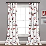 Make A Wish Red & White Fire Truck Window Curtain Panel Pair, 84' Long x 52' Wide, 84 inches, 16T005275