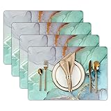 Placemats for Dining Table Set of 4 Blue Green Marble Placemats Washable Thin Environmental Table...