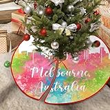 Christmas Tree Skirt 36'x36' Australia Melbourne Tree Skirt City Skyline Travel Personalized Skirt Base Floor Mat Cover for Holiday New Year Party