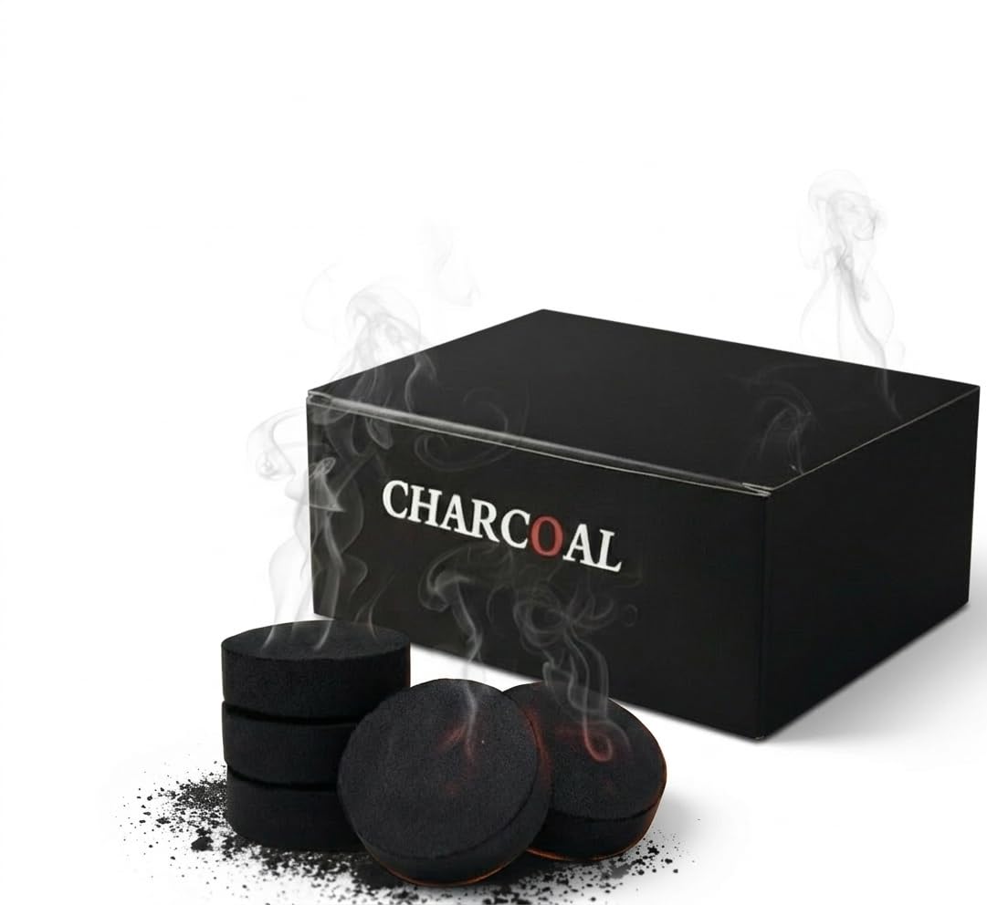 ORCHIDS Quick-Light Charcoal Tablets – 100 Instant Ignition Coal Discs for Hookah & Shisha, Long-Lasting, Low Smoke, Easy to Use