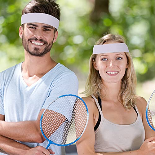Image of Bememo 12 Pcs Sweatbands Sport Headbands for Men & Women Basketball Headband Sport Competitions Sweat Headbands Running Terry Cloth Moisture Wicking for Yoga,Tennis,Gym,Exercise