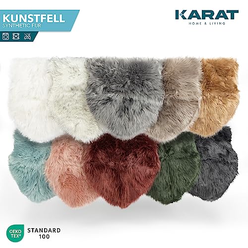 KARAT Kunstfell Thyme Flauschige Stuhlkissen Fell Deko für Wohzimmer & Kinderzimmer, Bettvorleger Teppich, Fell Sitzauflage, Dekofell 90x60 cm (Nelly)