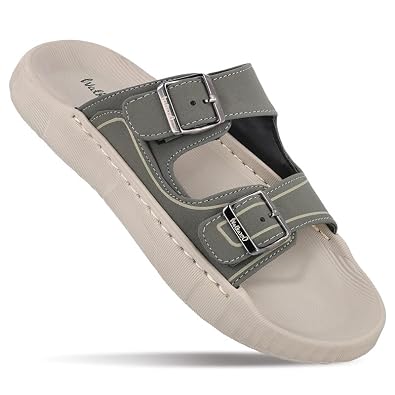 WALKAROO Men’s Slide Sandals with Soft Sole, Broad Straps with Buckles and Lightweight – WC8764