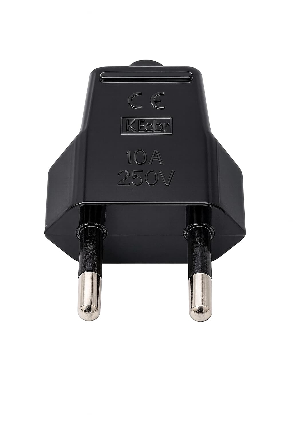 Clavija Bipolar Macho 10A 250V Negra IP20 | Enchufe Bipolar Recto sin TT | Contactos de Latón Niquelado | Conector Eléctrico Tipo Macho