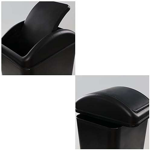 Miniatura 3 de Bote de basura de plástico delgado de 3.5 galones con tapa giratoria, bote de basura pequeño de plástico de 14 L, color negro