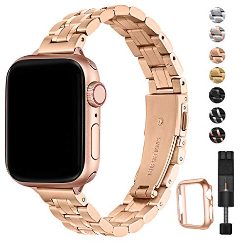 Armband Kompatibel mit Apple Watch Armband 38mm 42mm 40mm 44mm Metall,Schlank Verstellbare Edelstahl Ersatzbänder für die iWatch Serie