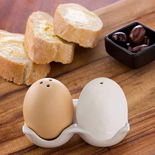 Basic Fundamentals Brown And White Farmhouse Country Egg Salt And Pepper Holder Set With Egg Carton Styler Holder thumb #1
