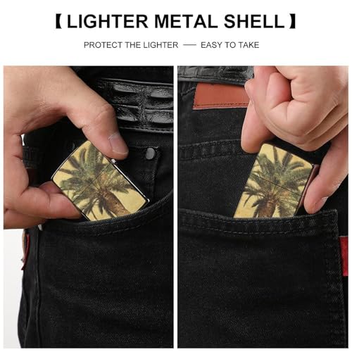 Funda para encendedor estilo tropical de metal clásico miniatura 3