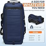 Fanwoli 30'' Large Rolling Duffel Bag with Wheels - No-Sag Design for Heavy Loads, 100L Waterproof Foldable Luggage w/Hidden Backpack Straps & Waist Support Compartment, Lightweight Travel & Gym - Image 4
