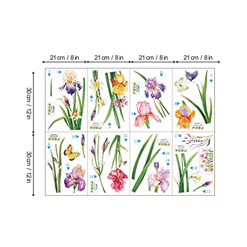 Decalmile Garden Flower Window Clings Double Sided Iris Daffodil Floral Window Decals Glass Window Doors Window Stickers Gifts For Mom #TOP5