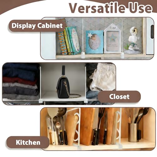 2-PCS Plastic Shelf Dividers, Closet Organizers & Storage for Closet, Shelf, Kitchen, Pantry, Bathroom & Office, Organizer for Clothes, Books, Towels, Purses (White 2-PCS) - Image 6