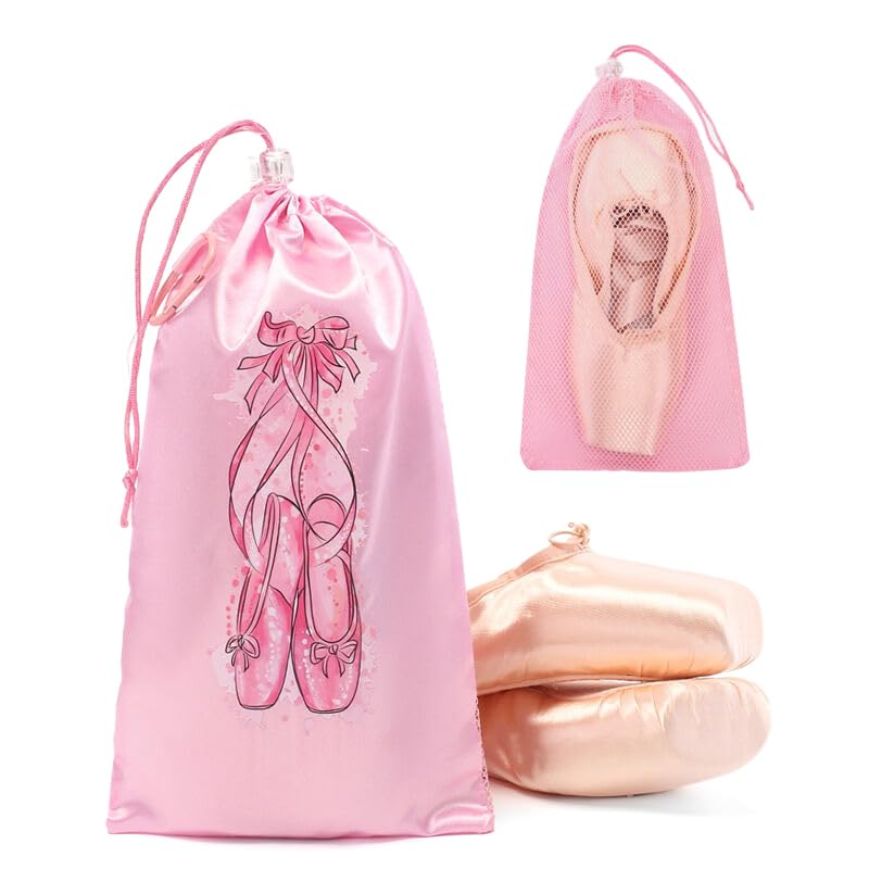Bolsa de dança de malha portátil respirável bolsa de armazenamento de sapatos meninas rosa balé organizador bolsas bolsa de sapato bolsa de sapatos de dança com cordão
